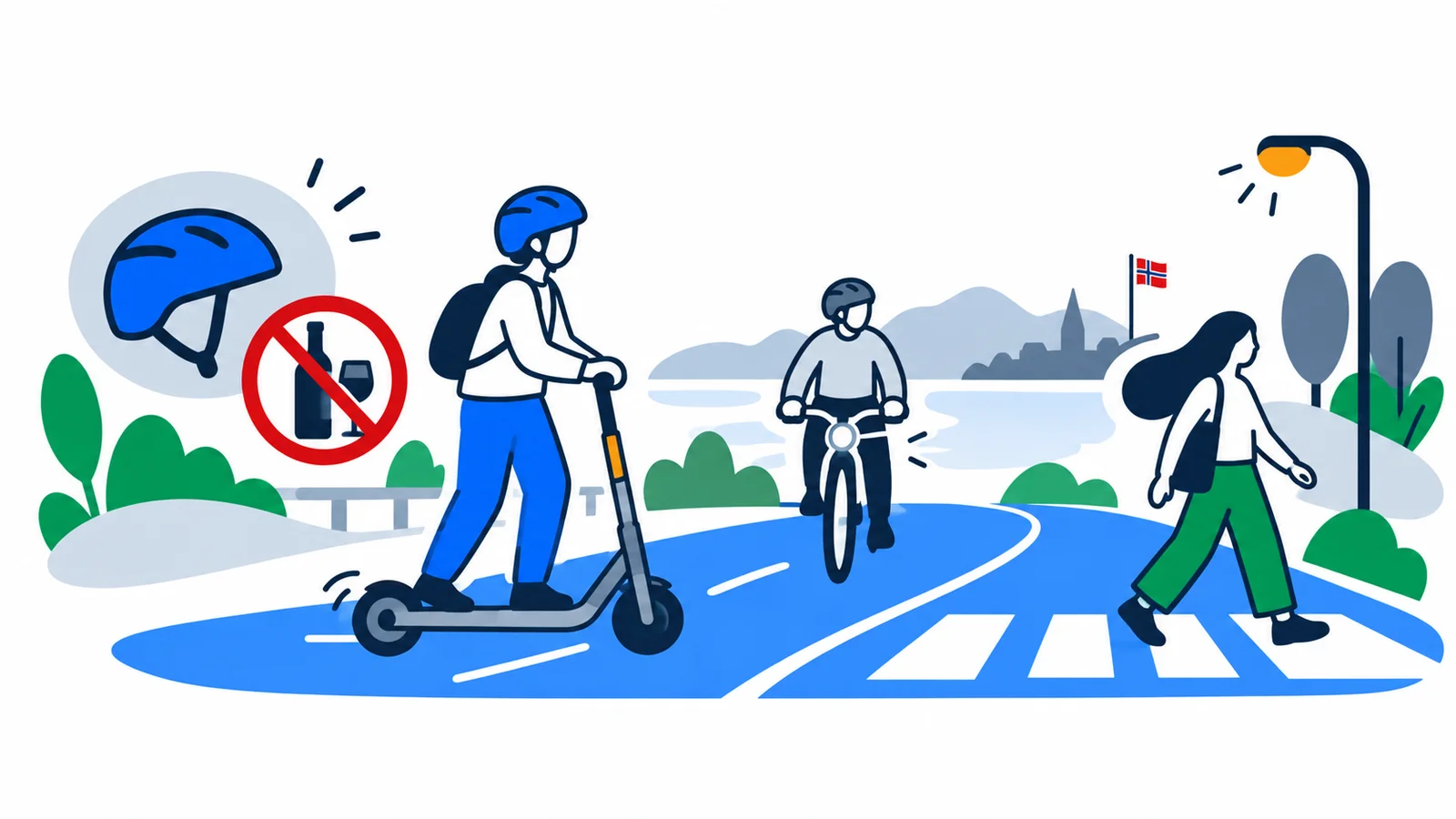Illustration about Electric scooter rules in Norway: age, helmet and blood alcohol limit