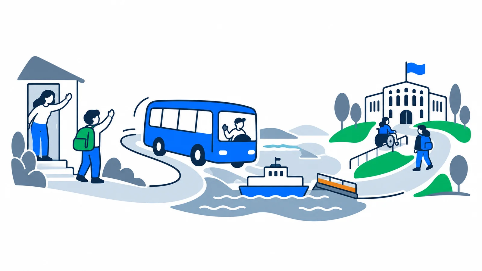 Illustration about Free school transport: rights and applications