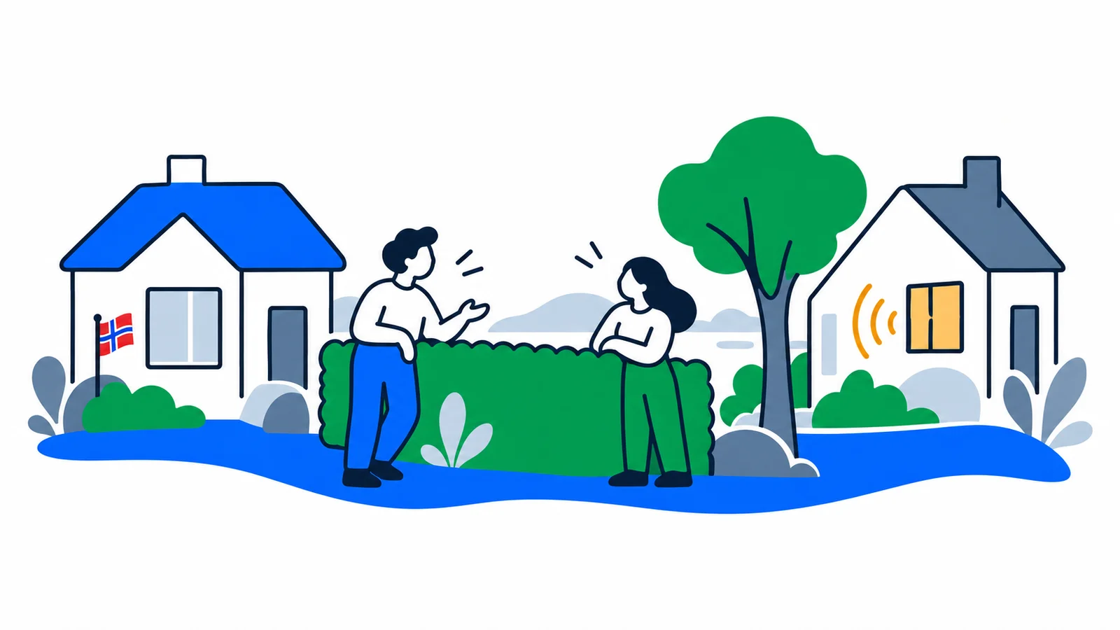 Illustration about Neighbor Law in Norway: Noise, Hedges and Neighbor Disputes