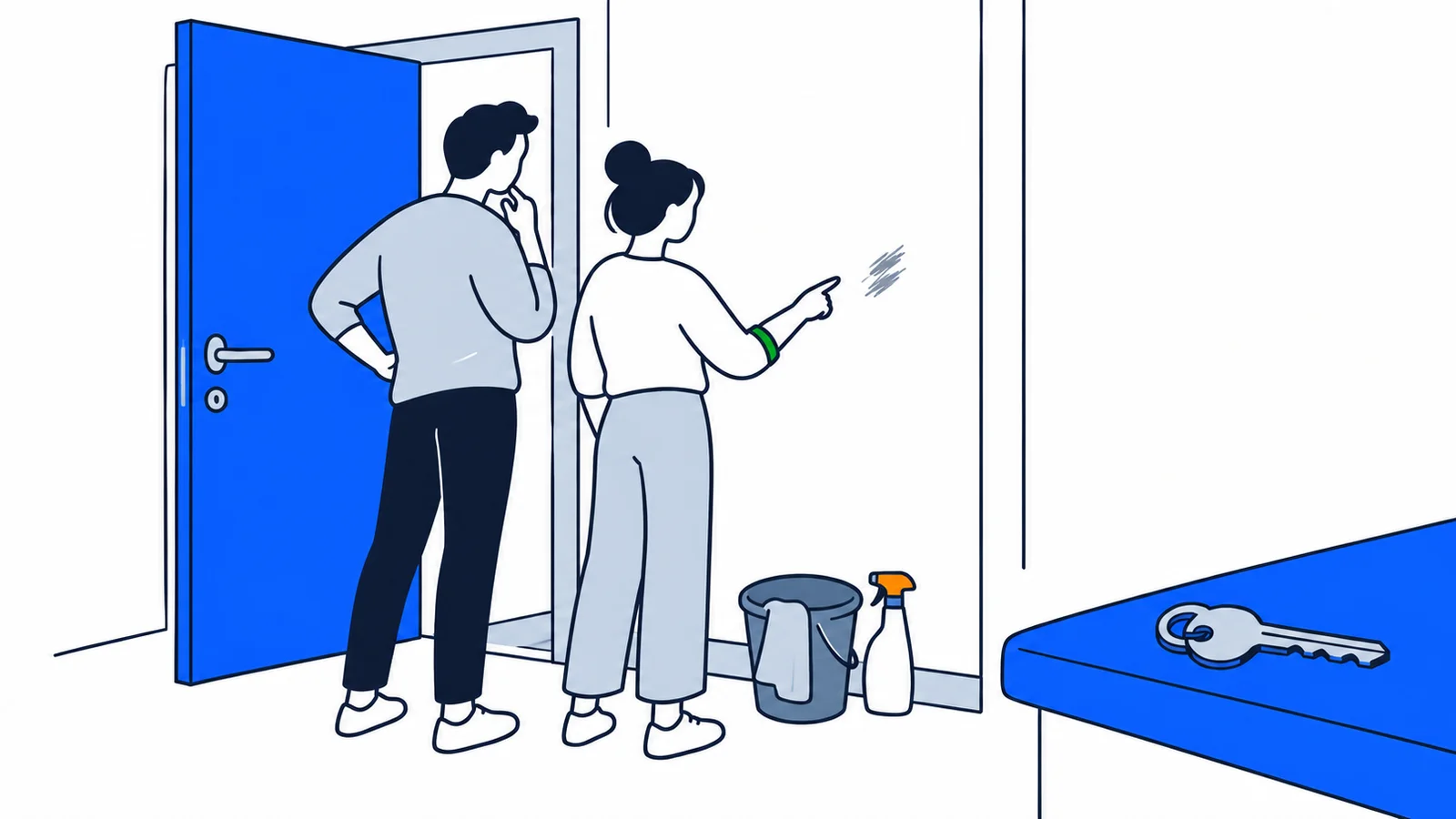 Illustration about Moving out of a rental home: cleaning, wear and keys