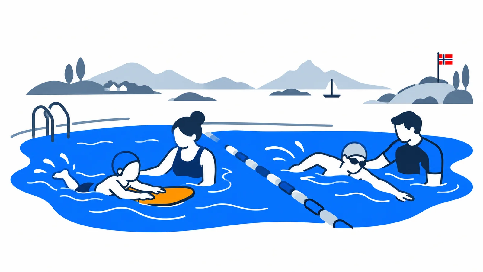 Illustration about Swimming in Norway: school requirements and courses for adults