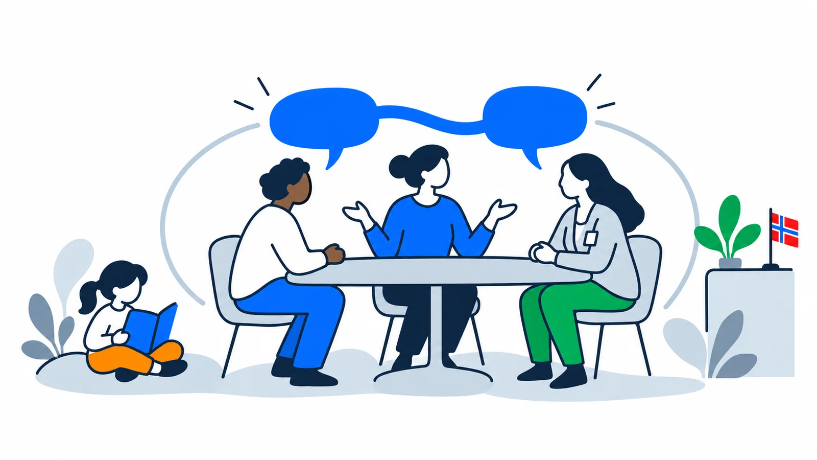 Illustration about Right to an interpreter in Norway: free help in the public sector