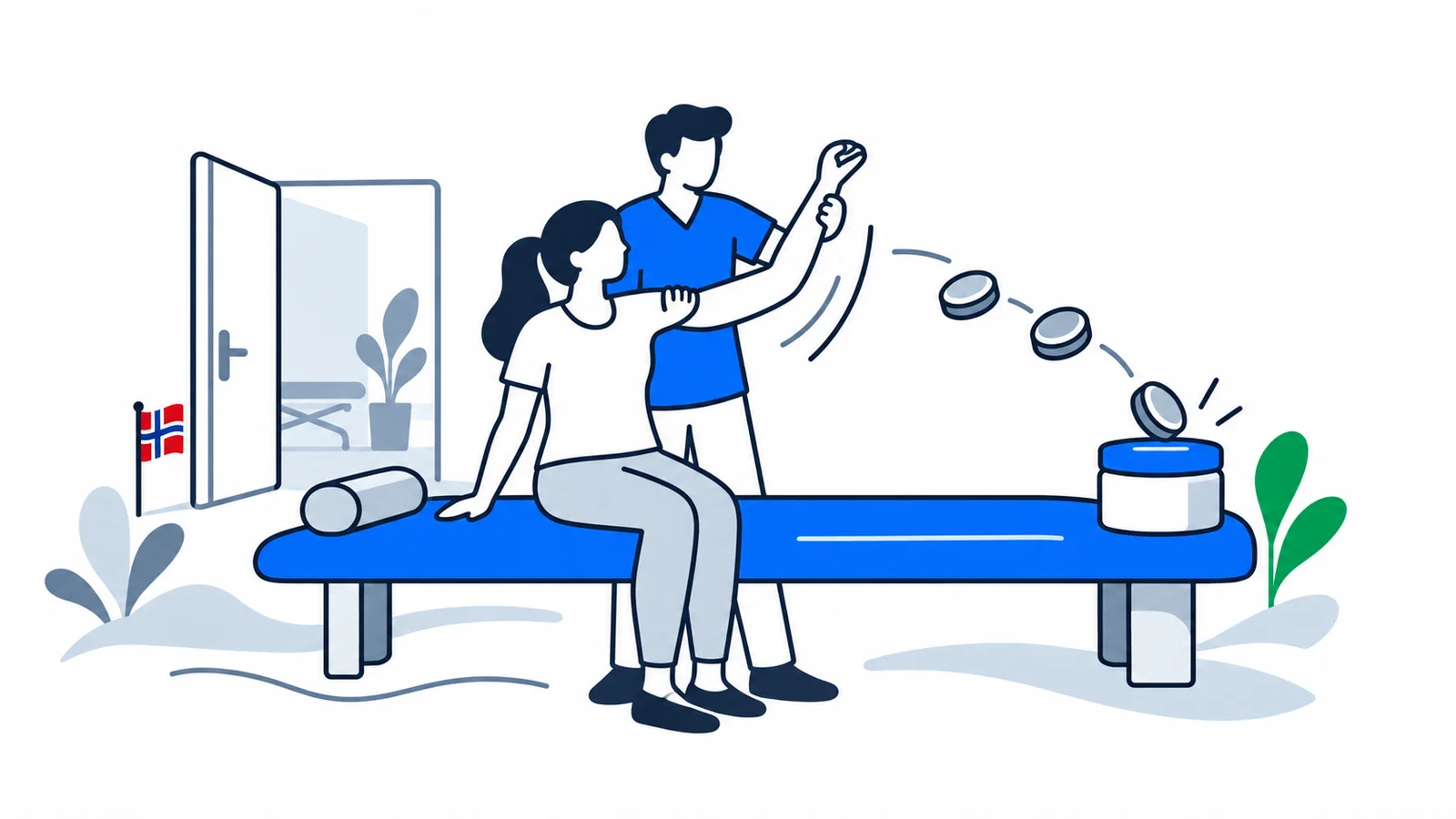 Illustration about Physiotherapy in Norway: treatment, out-of-pocket costs and free-pass card