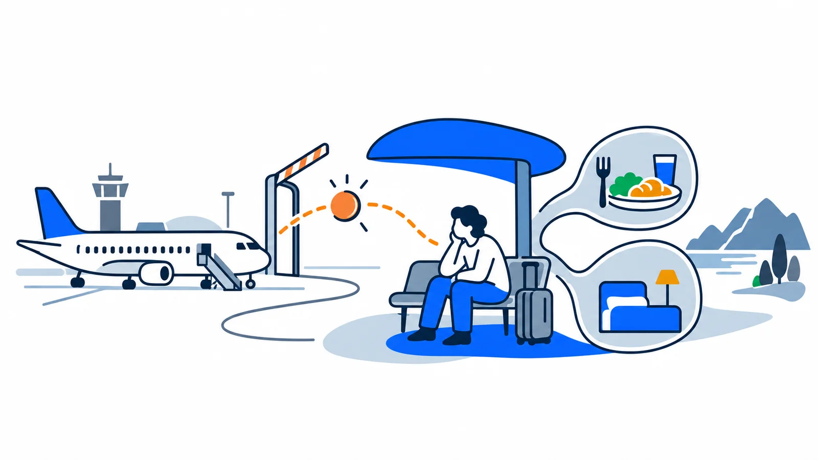 Illustration about Delayed or cancelled flight: compensation and rights