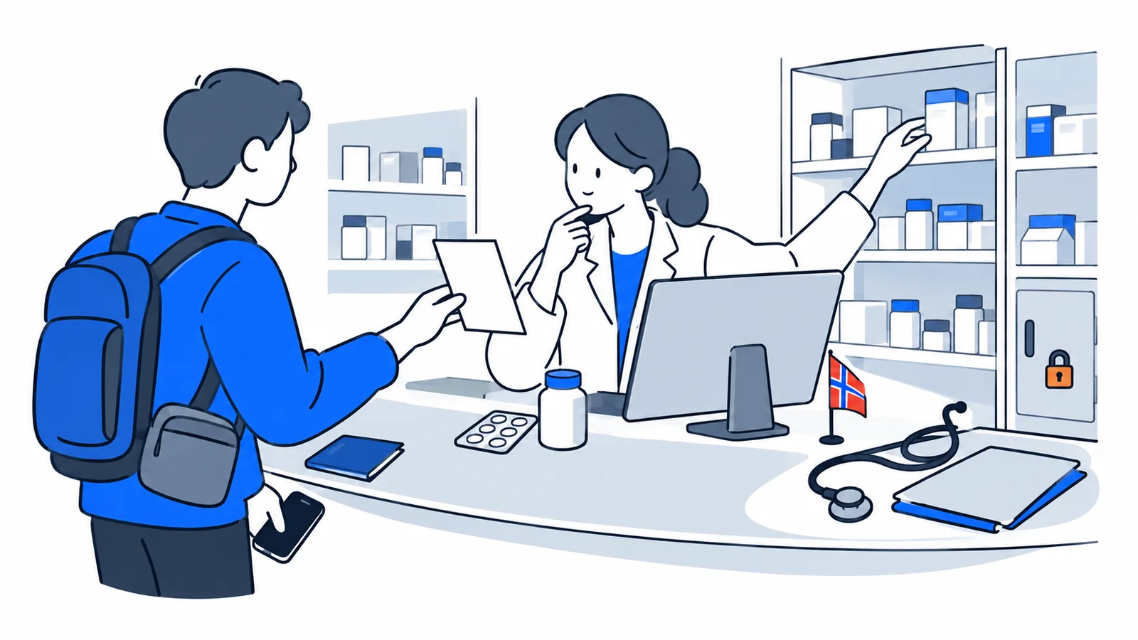 Illustration about Foreign prescription at a Norwegian pharmacy: when can you use it