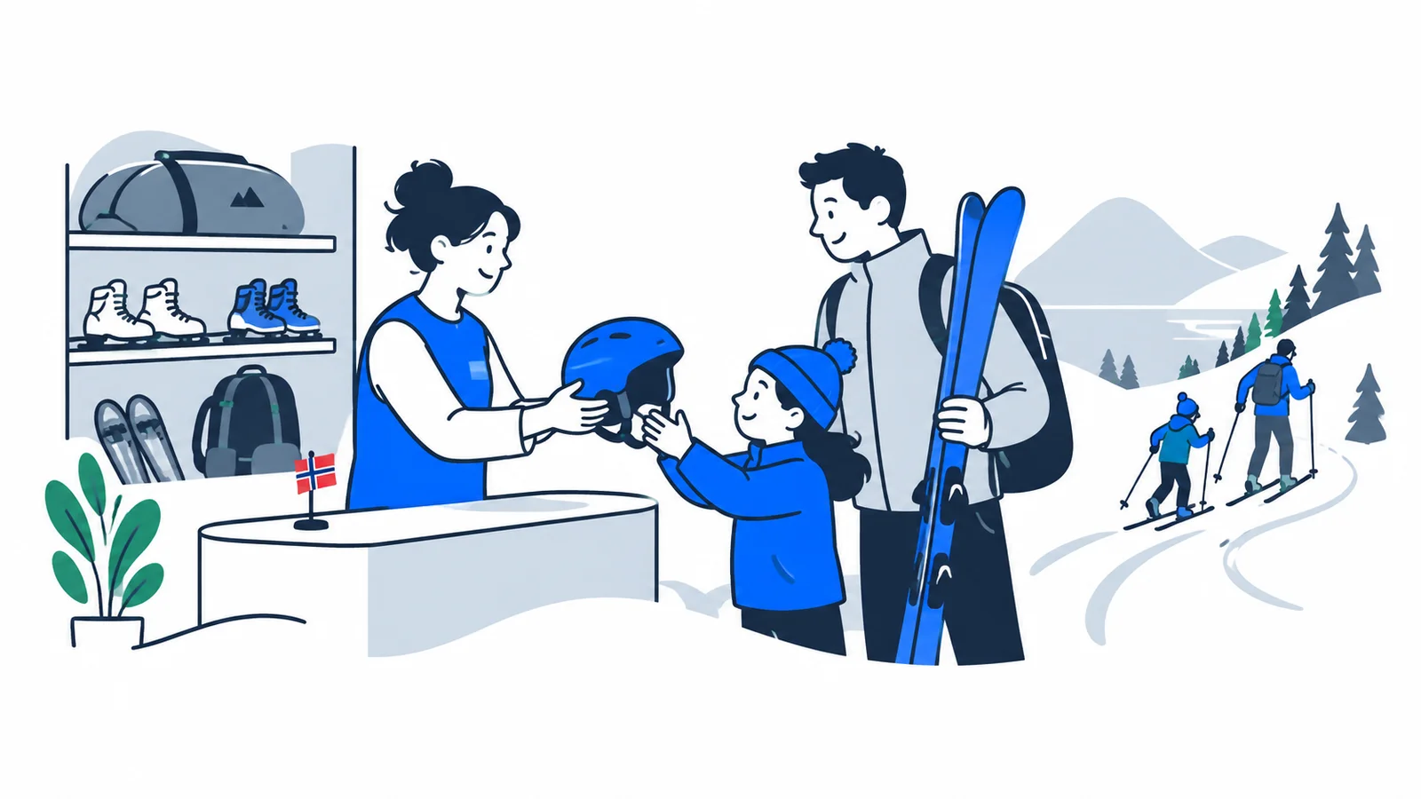 Illustration about Borrow sports equipment for free in Norway: BUA and equipment centers