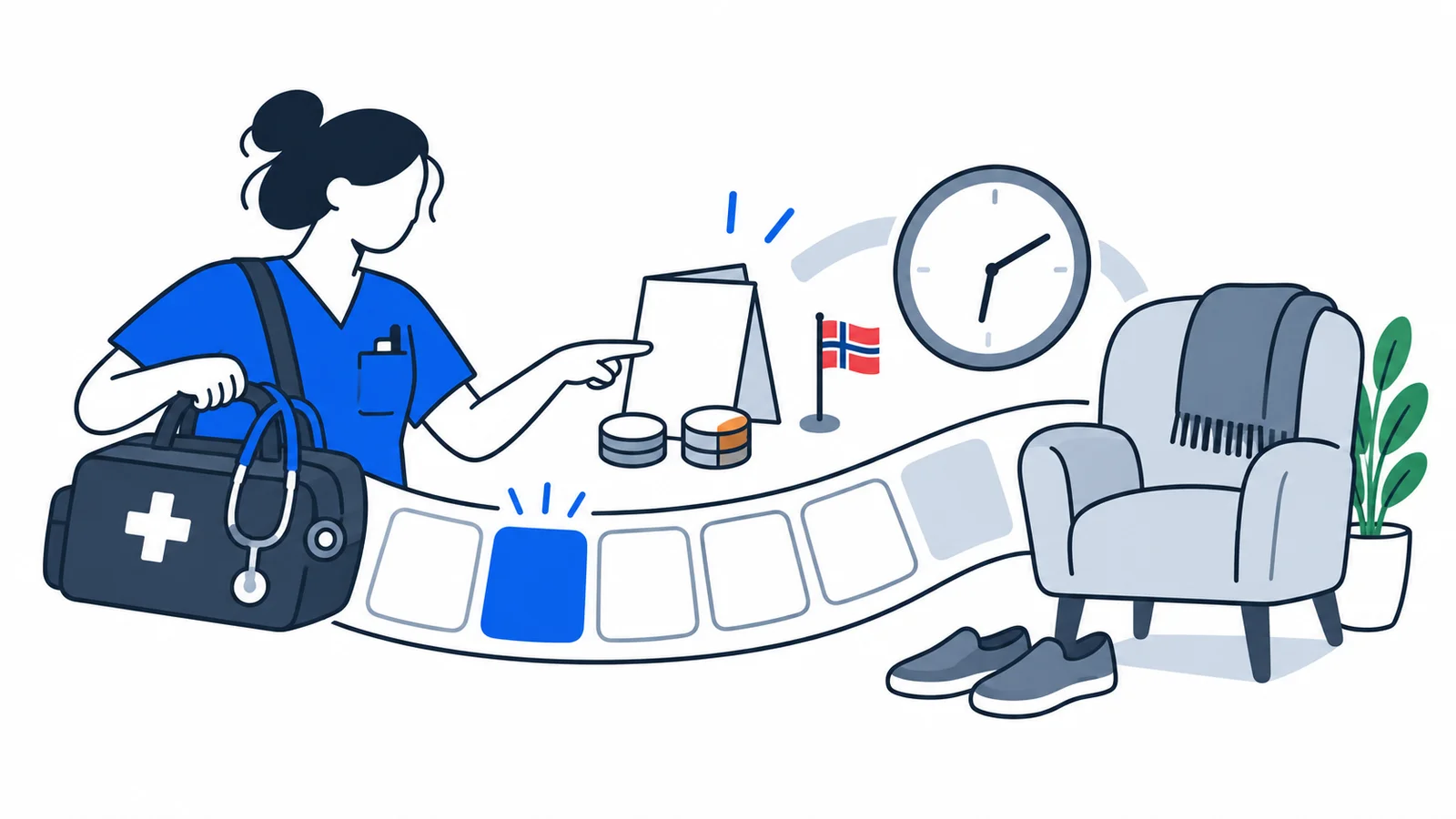 Illustrasjon om Jobbe på søndag eller helligdag: regler og tillegg