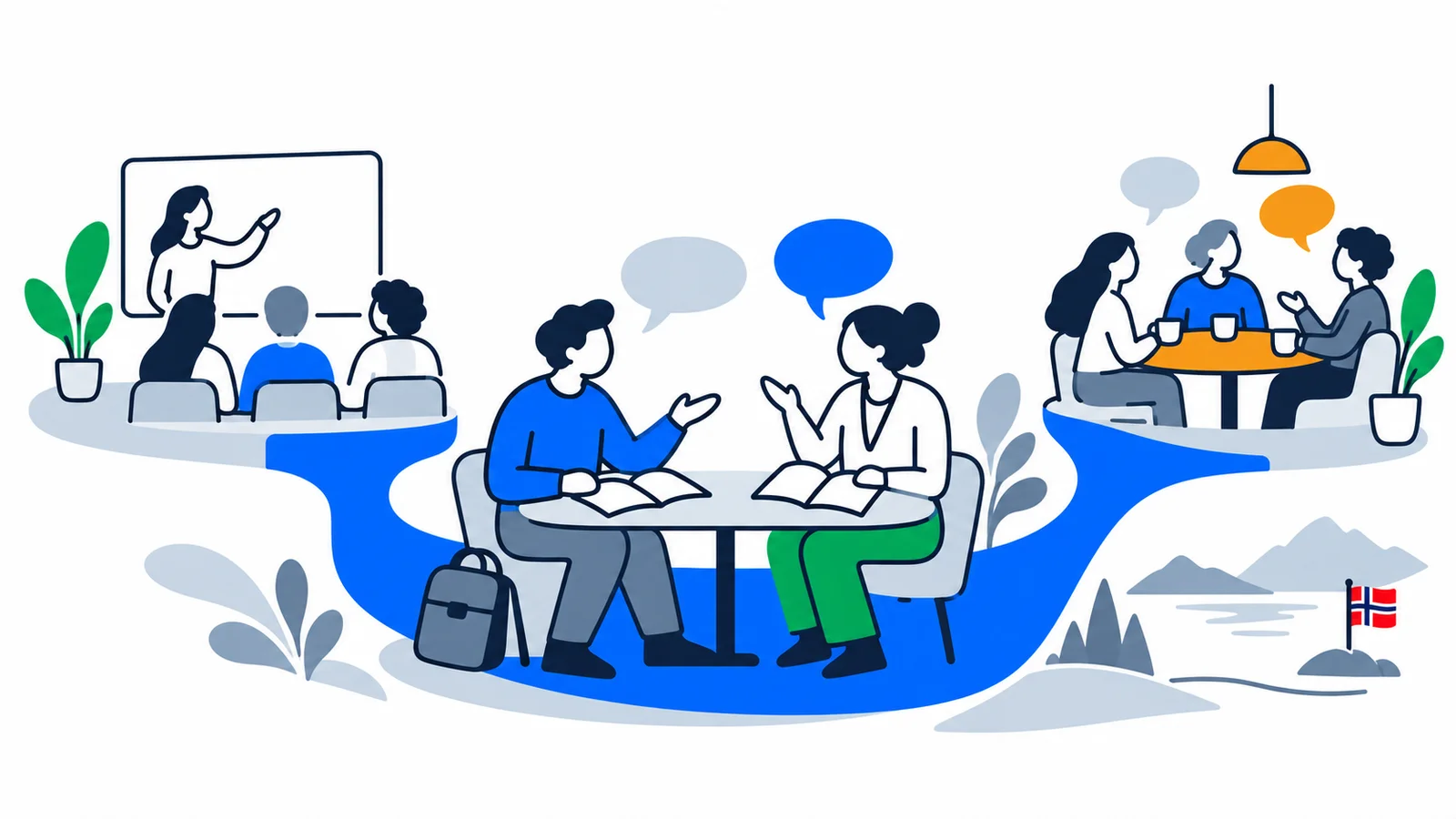 Illustration about Learn Norwegian for free in Norway: rights and useful resources