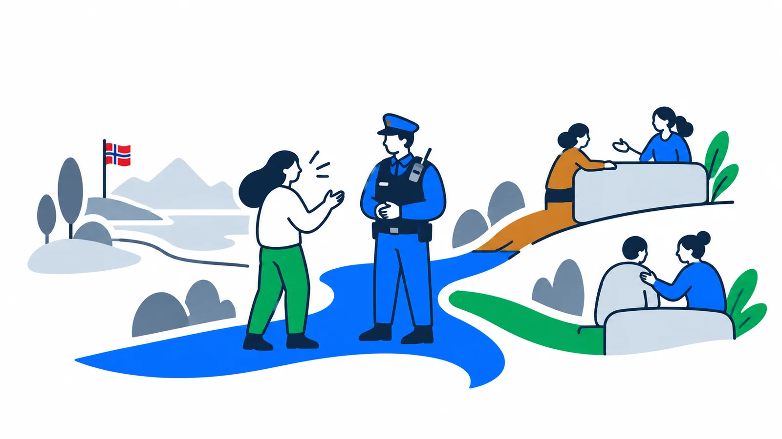Illustration about Police in Norway: role, trust and how to get help