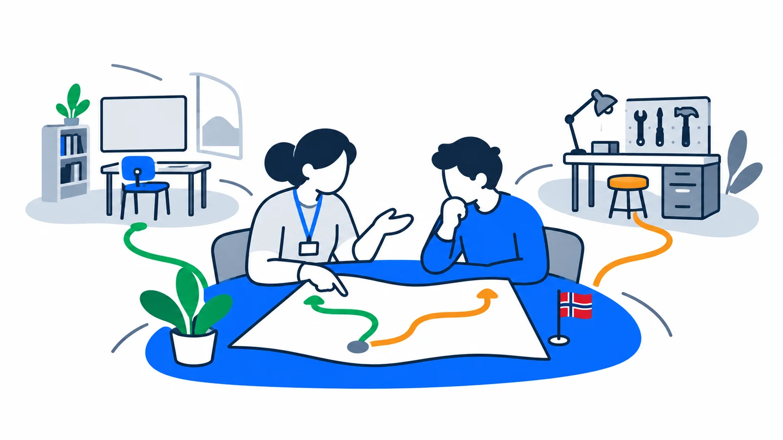 Illustration about Free career guidance in Norway: help with jobs and education