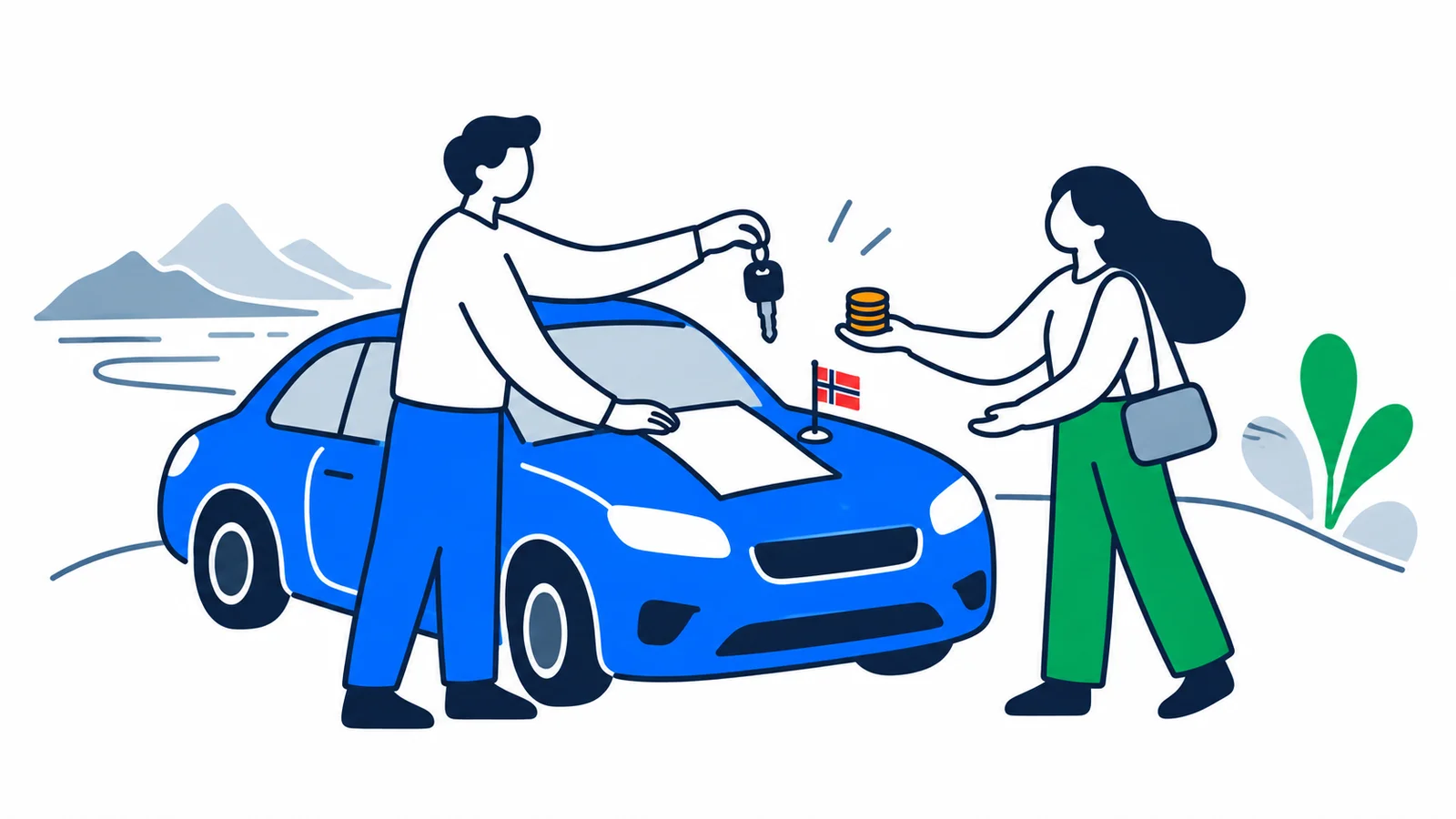Illustration about Selling a car in Norway: contract, registration and tax